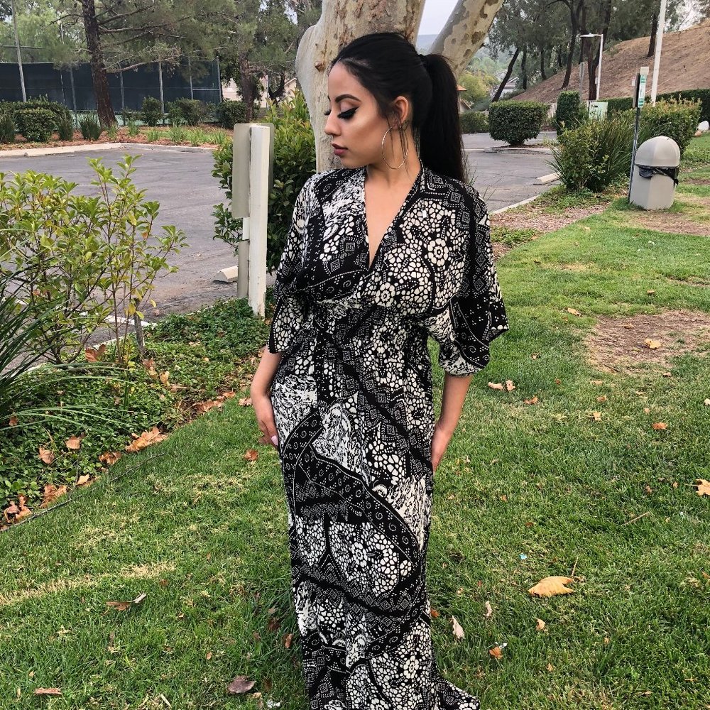 Extra Long V-Neck Maxi Dress